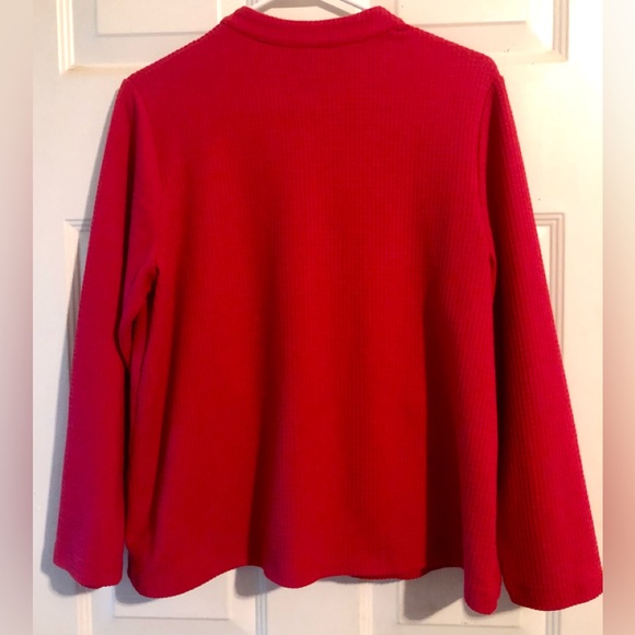 Appleseed’s Red Waffle Textured Cotton/Poly Knit Cardigan Jacket Large 2 Pockets - Picture 3 of 3